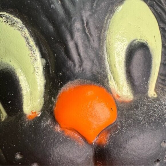 Vintage 90s Halloween Blow Mold Pumpkin Black Cat Jack-O-Lantern - Picture 5 of 15